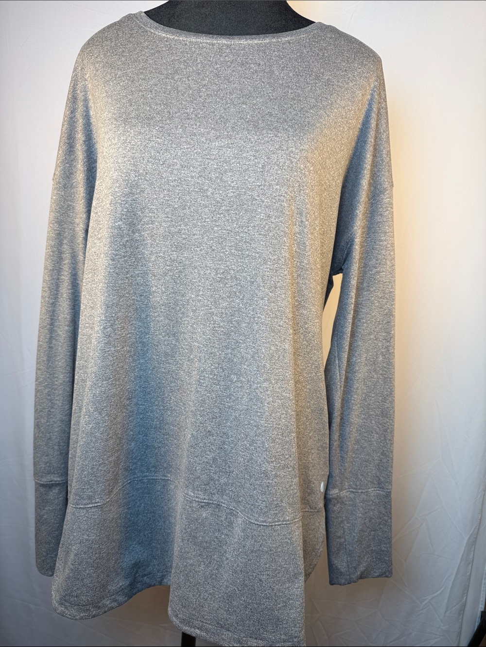 Apana Women's Long Activewear Sleeve Crew Tee - Heather Dusty Purple
